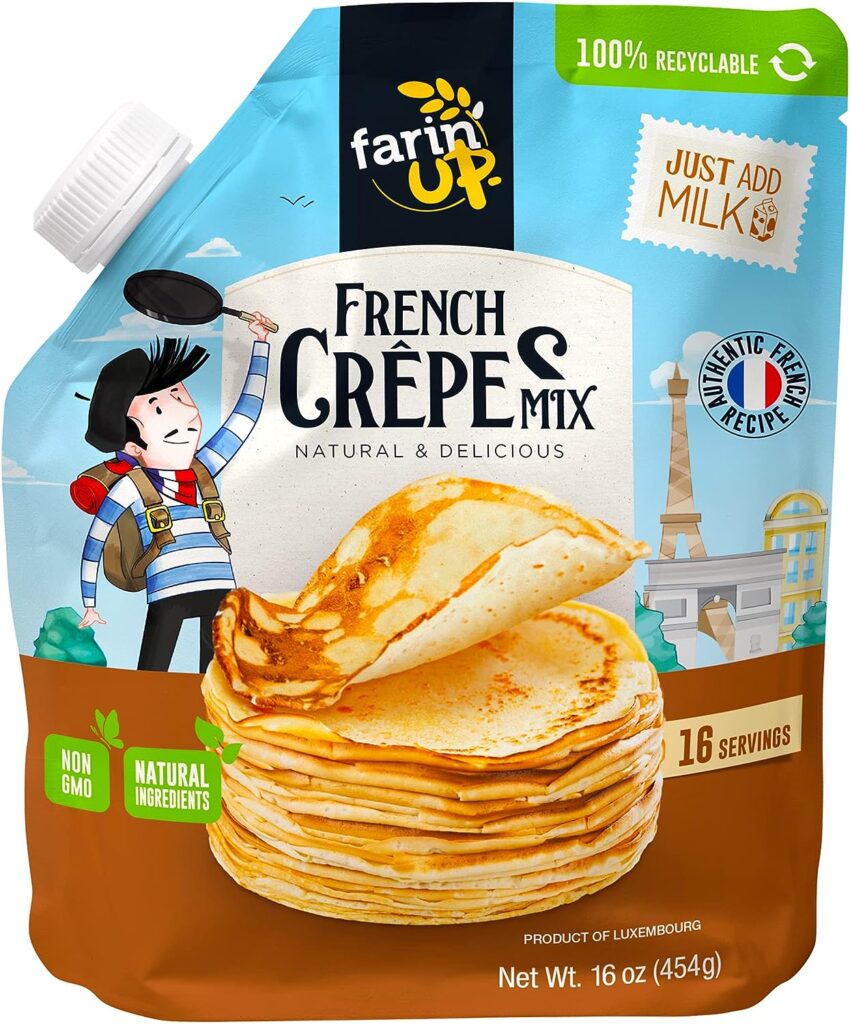 French Crepes Mix, Just Add Milk, 16oz Pack, Resealable  100% Recyclable